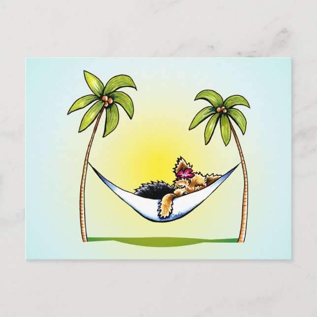 Yorkie Island Princess Off-Leash Art™ Postcard (Front)