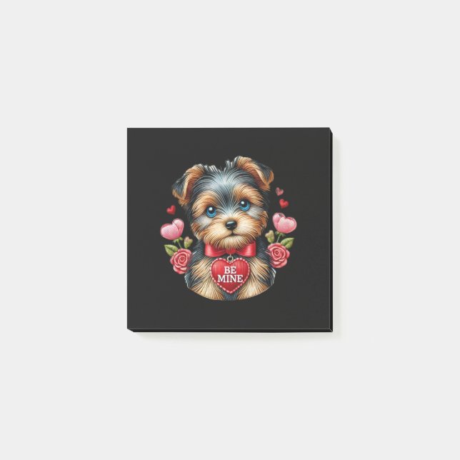 Yorkie Love Post-It Notes – Valentine's Stationery (Front)
