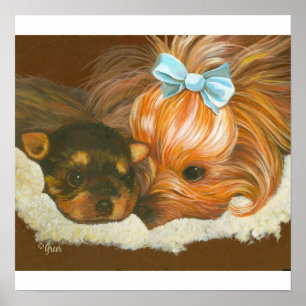 Yorkie Mama with Baby Print