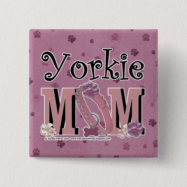 Yorkie MOM 15 Cm Square Badge (Front)