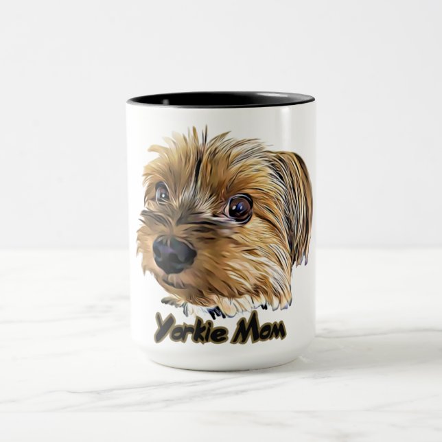 Yorkie Mom Cute Yorkshire Terrier Yorkie face Mug (Center)