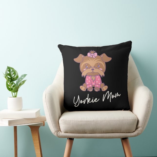 Yorkie Mum 2 20x20 Throw Pillow (Chair)
