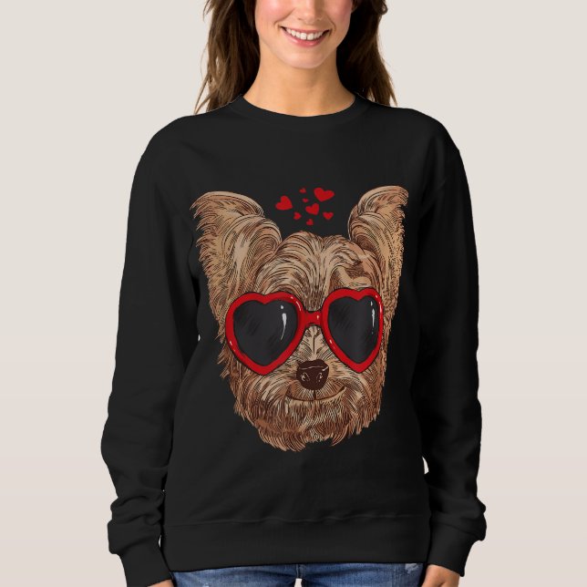 Yorkie Mum Dog Sunglasses Love Heart Yorkshire Ter Sweatshirt (Front)