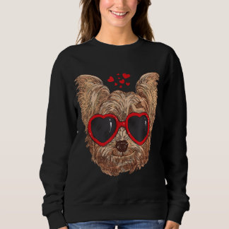 Yorkie Mum Dog Sunglasses Love Heart Yorkshire Ter Sweatshirt