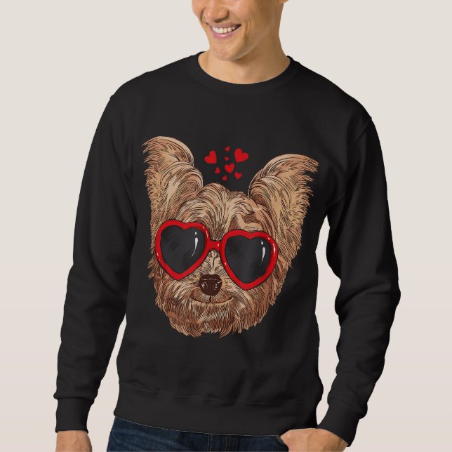 Yorkie Mum Dog Sunglasses Love Heart Yorkshire Ter Sweatshirt (Front)
