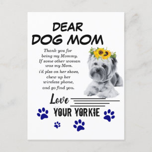 Yorkie Mum Spacial Poem Postcard