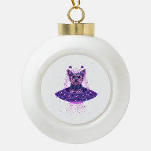 Yorkie � Out-of-This-World Dog Ceramic Ball Christmas Ornament