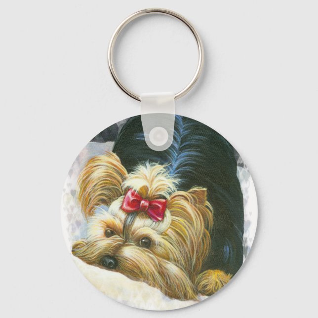 Yorkie Peek a Boo Keychain (Front)