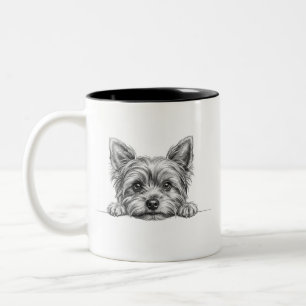 Yorkie Peekaboo Sketch Coffee Mug