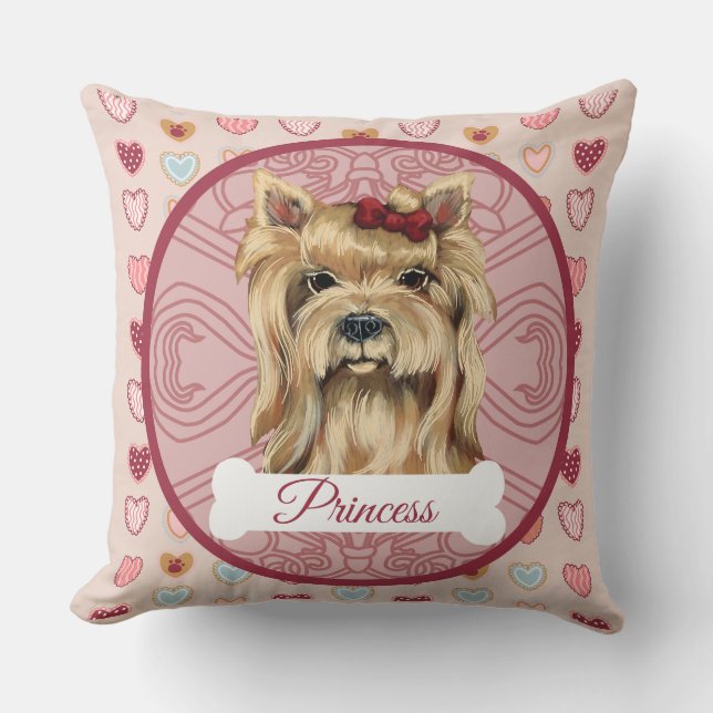 Yorkie Personalise Valentine Pillow (Front)
