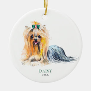 Yorkie Personalised Dog Pet Christmas Custom Ceramic Ornament