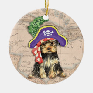 Yorkie Pirate Ceramic Ornament