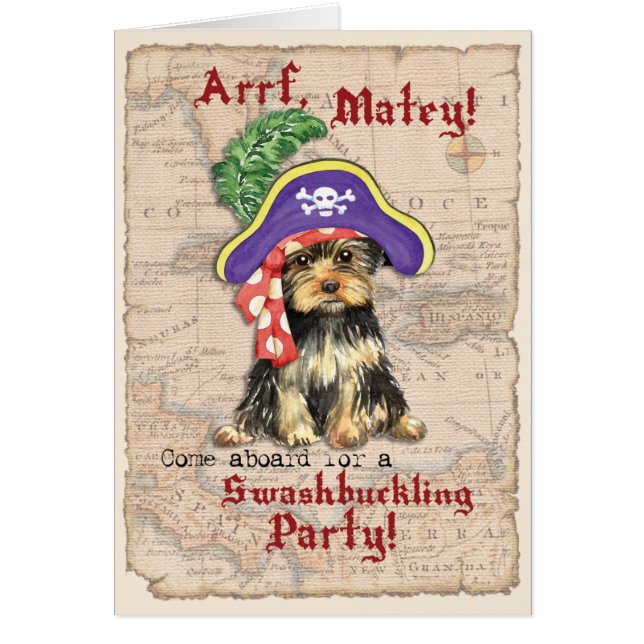 Yorkie Pirate Invitation (Front)