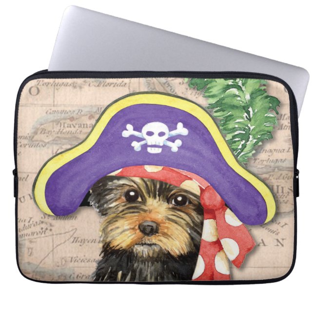 Yorkie Pirate Laptop Sleeve (Front)