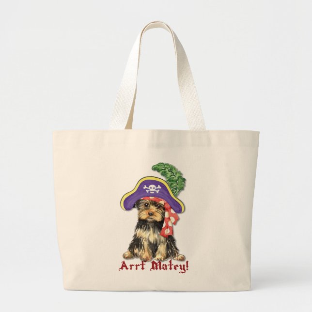 Yorkie Pirate Large Tote Bag (Front)