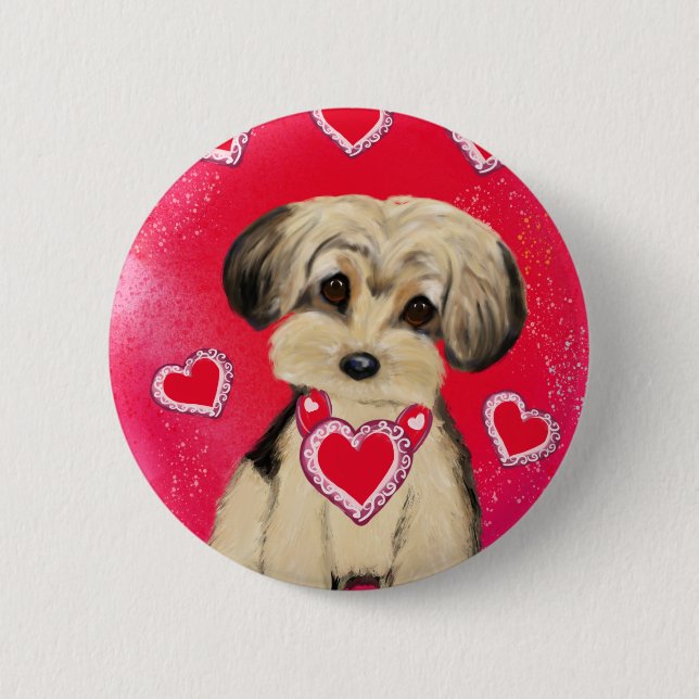 YORKIE POO 6 CM ROUND BADGE (Front)