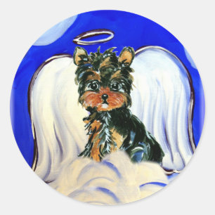 Yorkie Poo Angel Classic Round Sticker