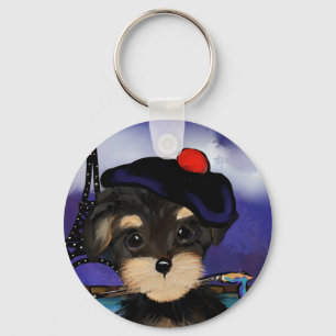 YORKIE POO ARTIST   IN PARIS        KEY RING