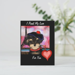 YORKIE POO ARTIST   IN PARIS      POSTCARD