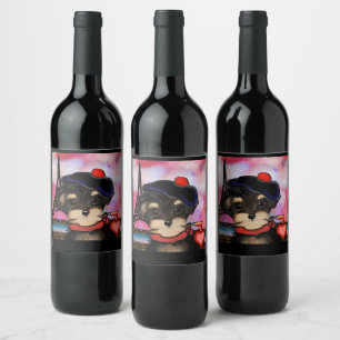 YORKIE POO ARTIST IN PARIS WINE LABEL