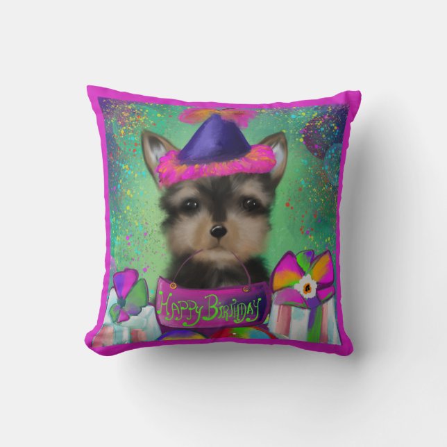 YORKIE POO  BIRTHDAY  CUSHION (Front)