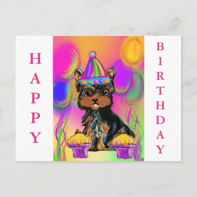 Yorkie Poo Birthday Holiday Postcard (Front)