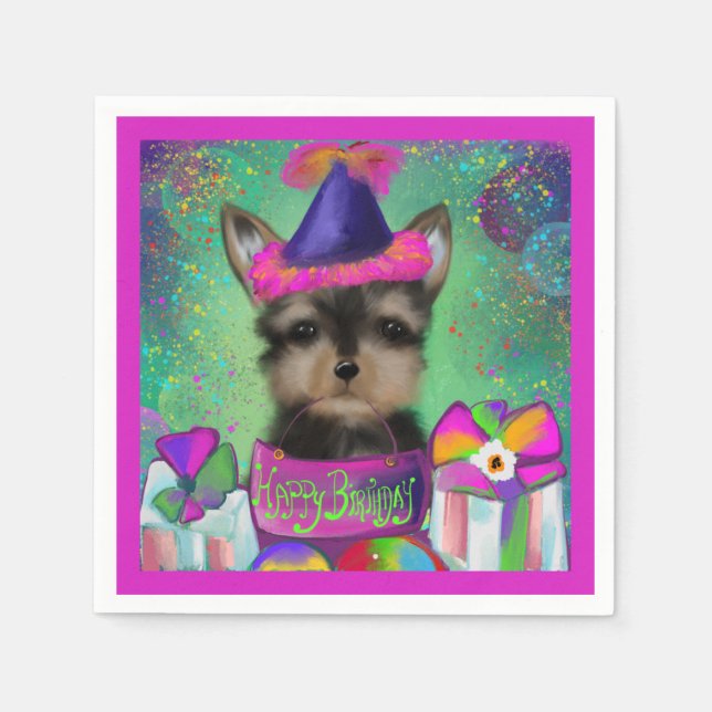 YORKIE POO  BIRTHDAY  NAPKIN (Front)