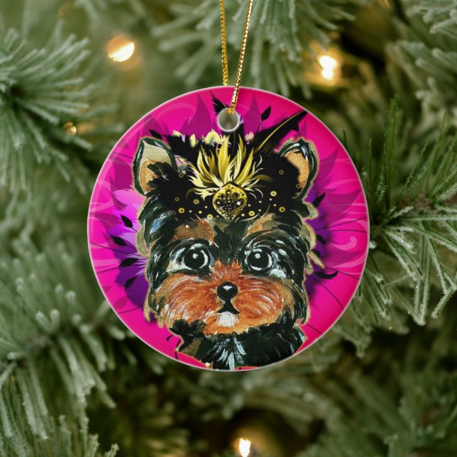 YORKIE POO CERAMIC ORNAMENT (Tree)