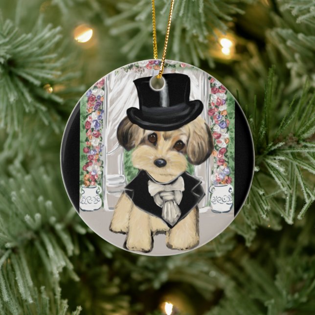 YORKIE POO CERAMIC ORNAMENT (Tree)