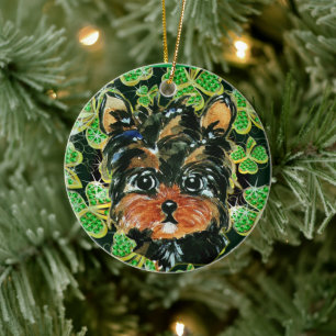 YORKIE POO CERAMIC ORNAMENT