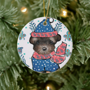 Yorkie Poo Ceramic Ornament