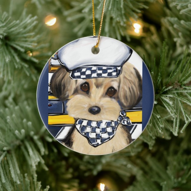 YORKIE POO CERAMIC ORNAMENT (Tree)
