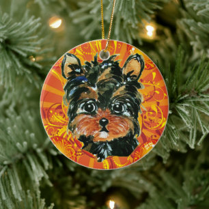 YORKIE POO CERAMIC ORNAMENT