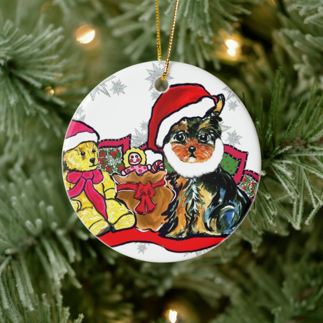 YORKIE POO CERAMIC ORNAMENT (Tree)