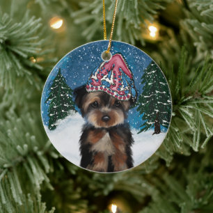 YORKIE POO CERAMIC ORNAMENT