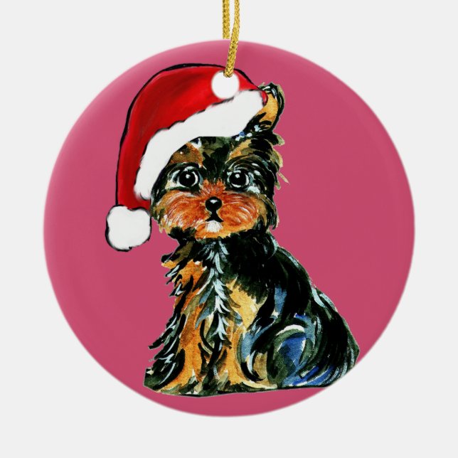 YORKIE POO CERAMIC TREE DECORATION (Front)