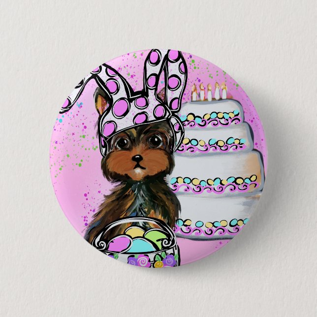 Yorkie Poo Easter 6 Cm Round Badge (Front)