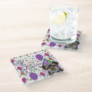 Yorkie Poo Glass Coaster
