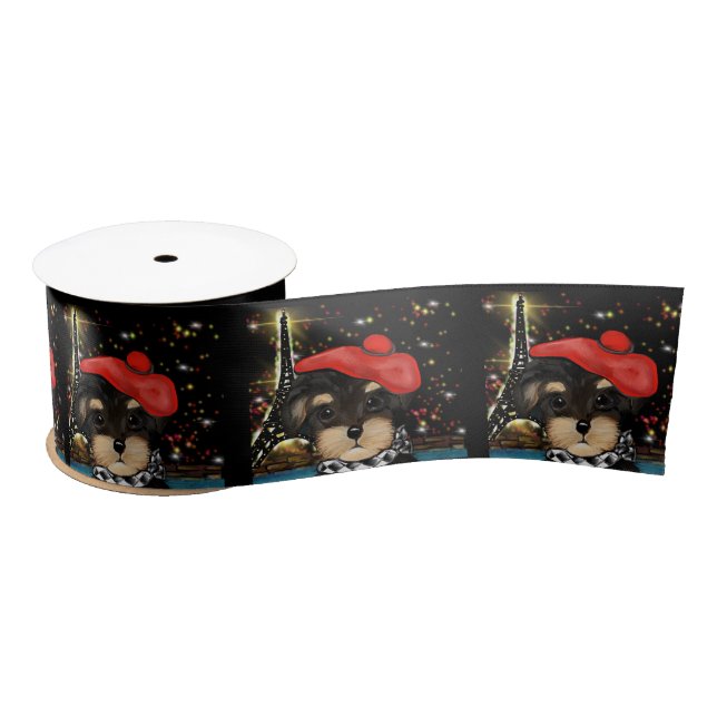 YORKIE POO  IN PARIS       SATIN RIBBON (Spool)