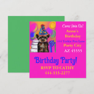 Yorkie Poo Party  Invitation
