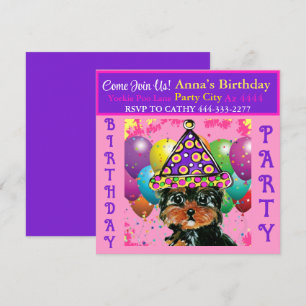 Yorkie Poo Party  Invitation