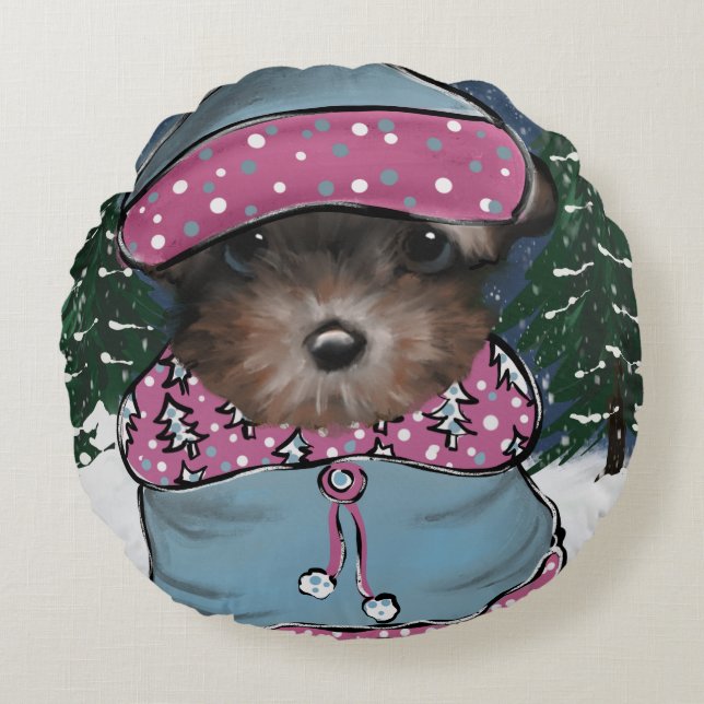 Yorkie Poo Round Cushion (Front)