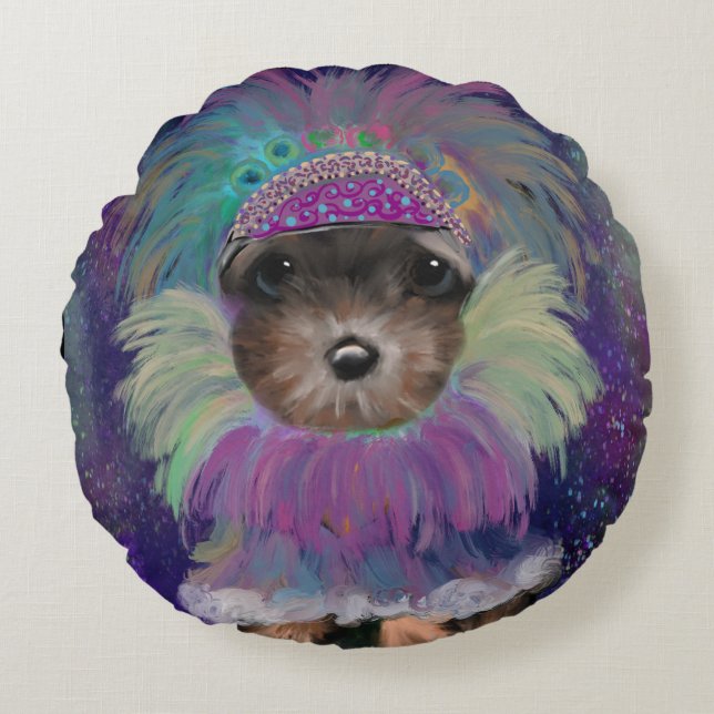 Yorkie  Poo Round Cushion (Front)