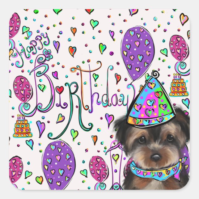 Yorkie Poo Square Sticker (Front)