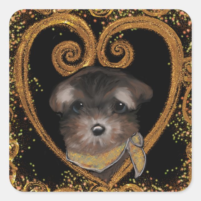 Yorkie Poo Square Sticker (Front)