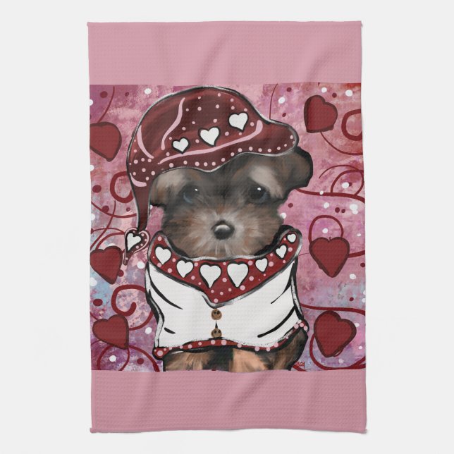 Yorkie Poo Tea Towel (Vertical)