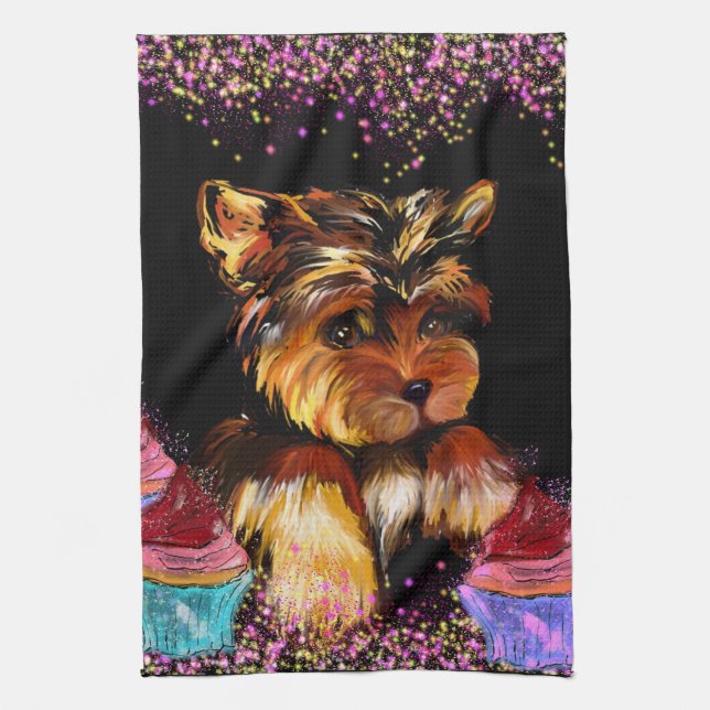 Yorkie Poo Tea Towel (Vertical)