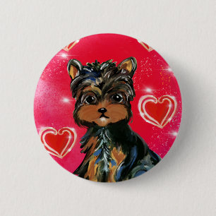 Yorkie Poo Valentine 6 Cm Round Badge