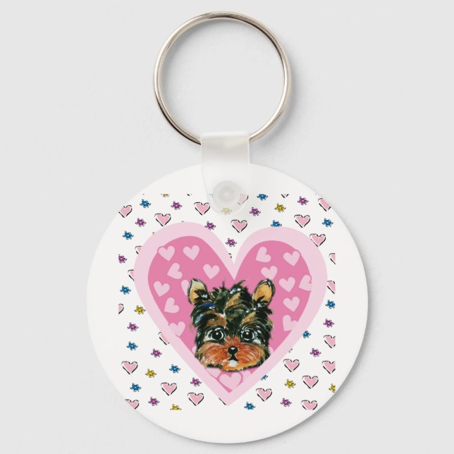Yorkie Poo Valentine Key Ring (Front)