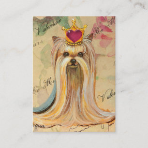 Yorkie Princess in Crown Redd Heart Business Card